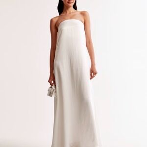 Abercrombie & Fitch Strapless White Maxi Dress